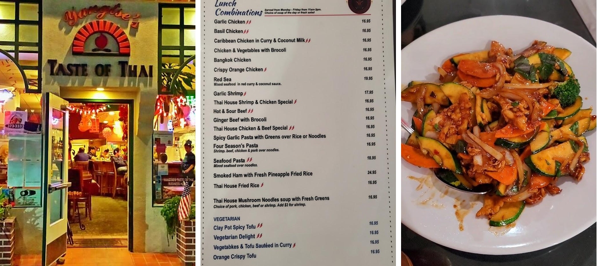 Yangtse Taste of Thai Menu