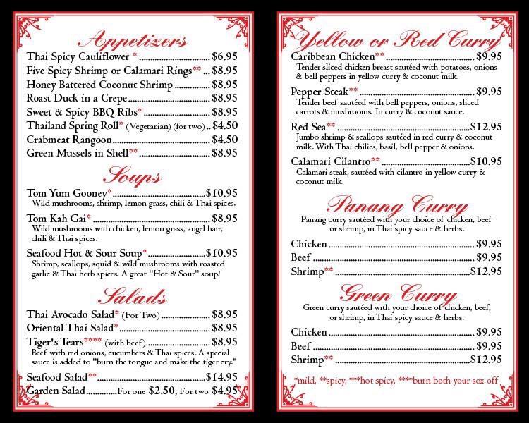 Yangtse Taste of Thai Menu image 2